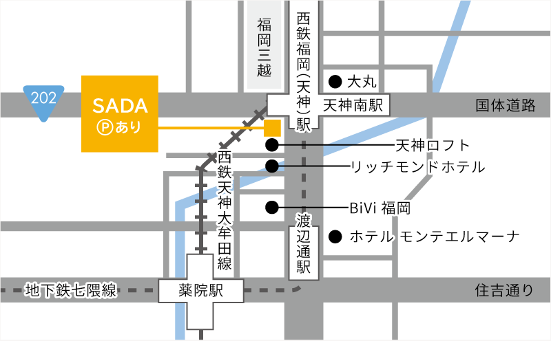 福岡天神店の地図
