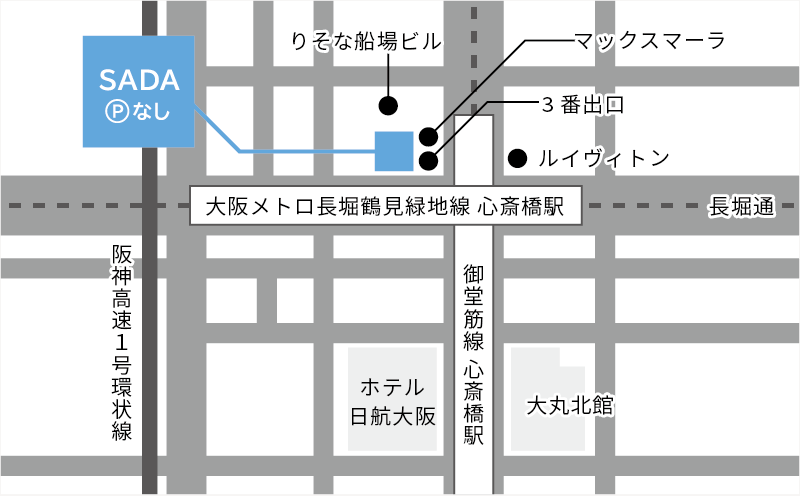 大阪心斎橋店の地図