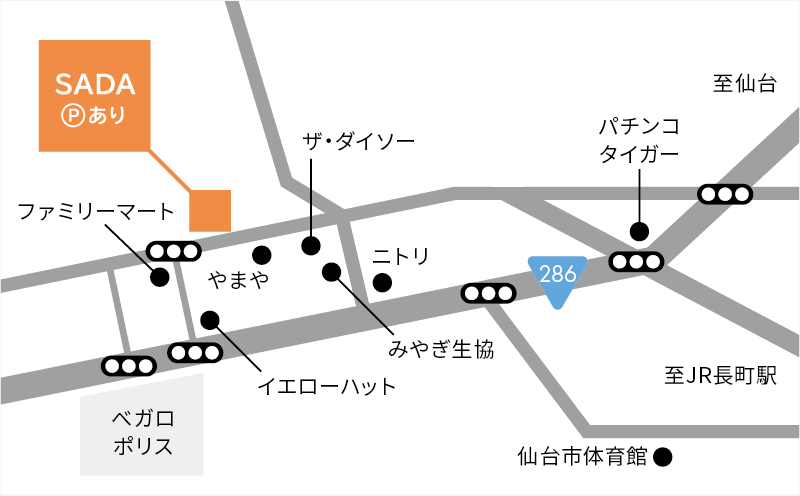 仙台西多賀店の地図