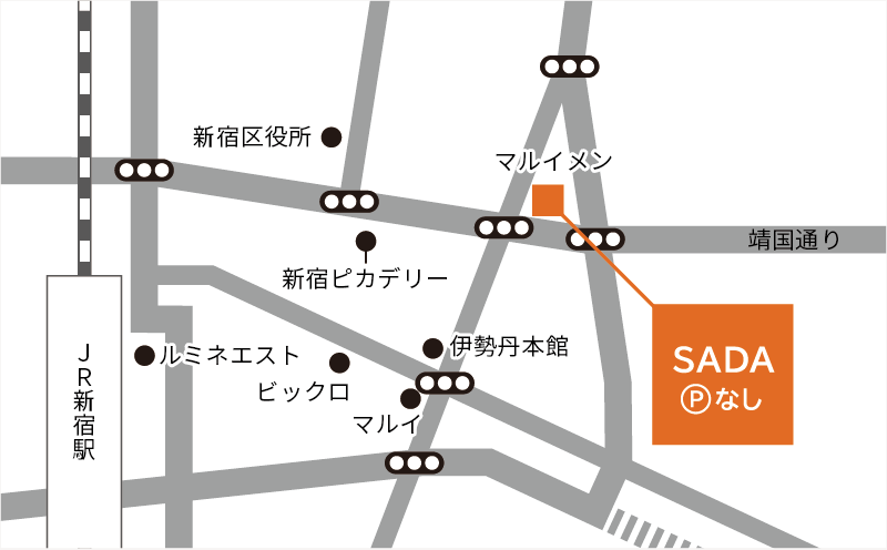 新宿マルイメン店の地図