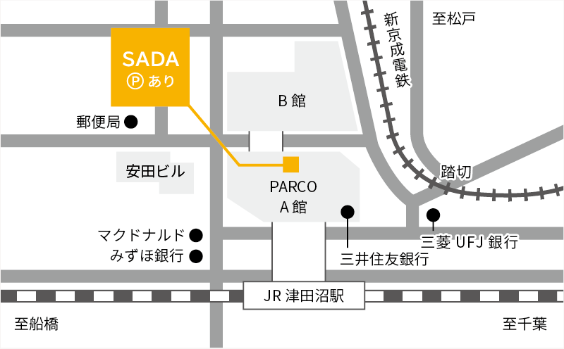 津田沼パルコ店の地図