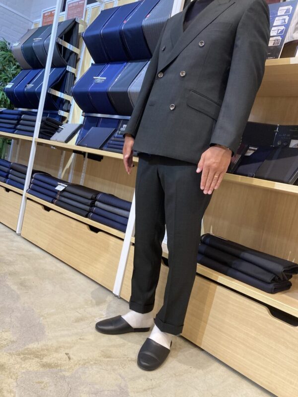 緑系・Wool100％ナチュラルストレッチ＆撥水素材&四つ葉柄裏地のアイキャッチ画像